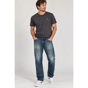 Hurley Mens Straight Leg Jeans Blue Medium Wash Distressed Size 32 MDP8455